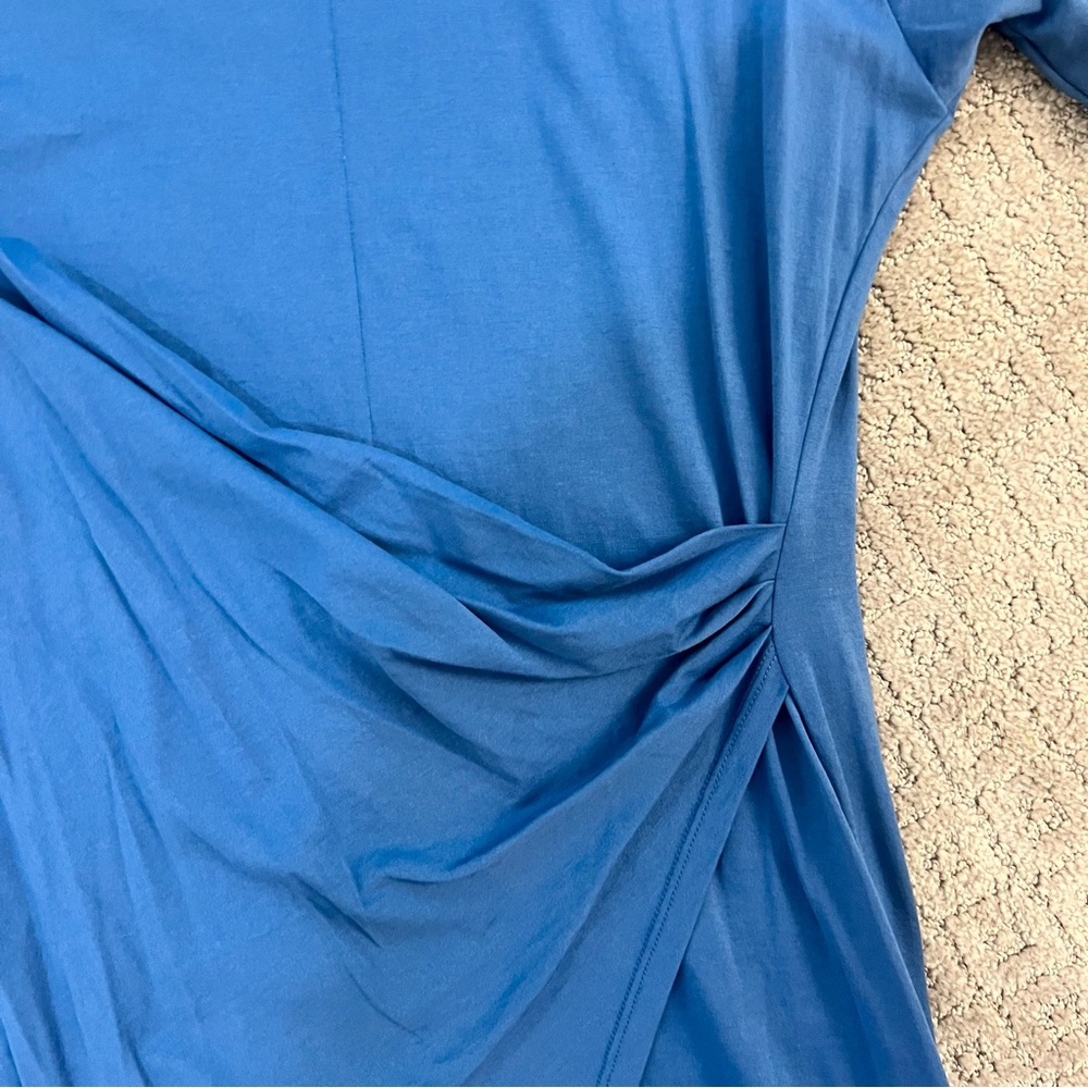 NWOT Theory Womens Blue Casual Mini T-Shirt Dress With Side Ruching Size Medium - Picture 9 of 14